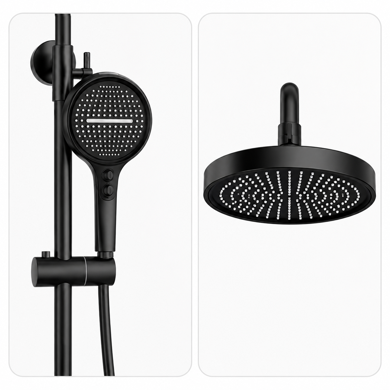 Colonne de Douche Premium – Pluie, Douchette & Bec Baignoire – Noir mat