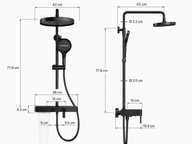 Colonne de Douche Premium – Pluie, Douchette & Bec Baignoire – Noir mat