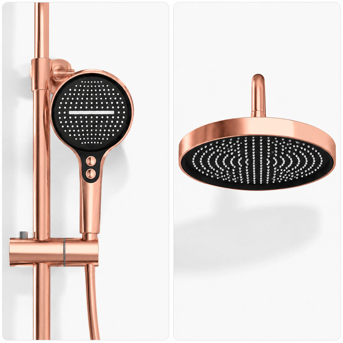 Colonne de Douche Premium – Pluie, Douchette & Bec Baignoire – Or rose
