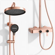 Colonne de Douche Premium – Pluie, Douchette & Bec Baignoire – Or rose
