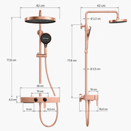 Colonne de Douche Premium – Pluie, Douchette & Bec Baignoire – Or rose