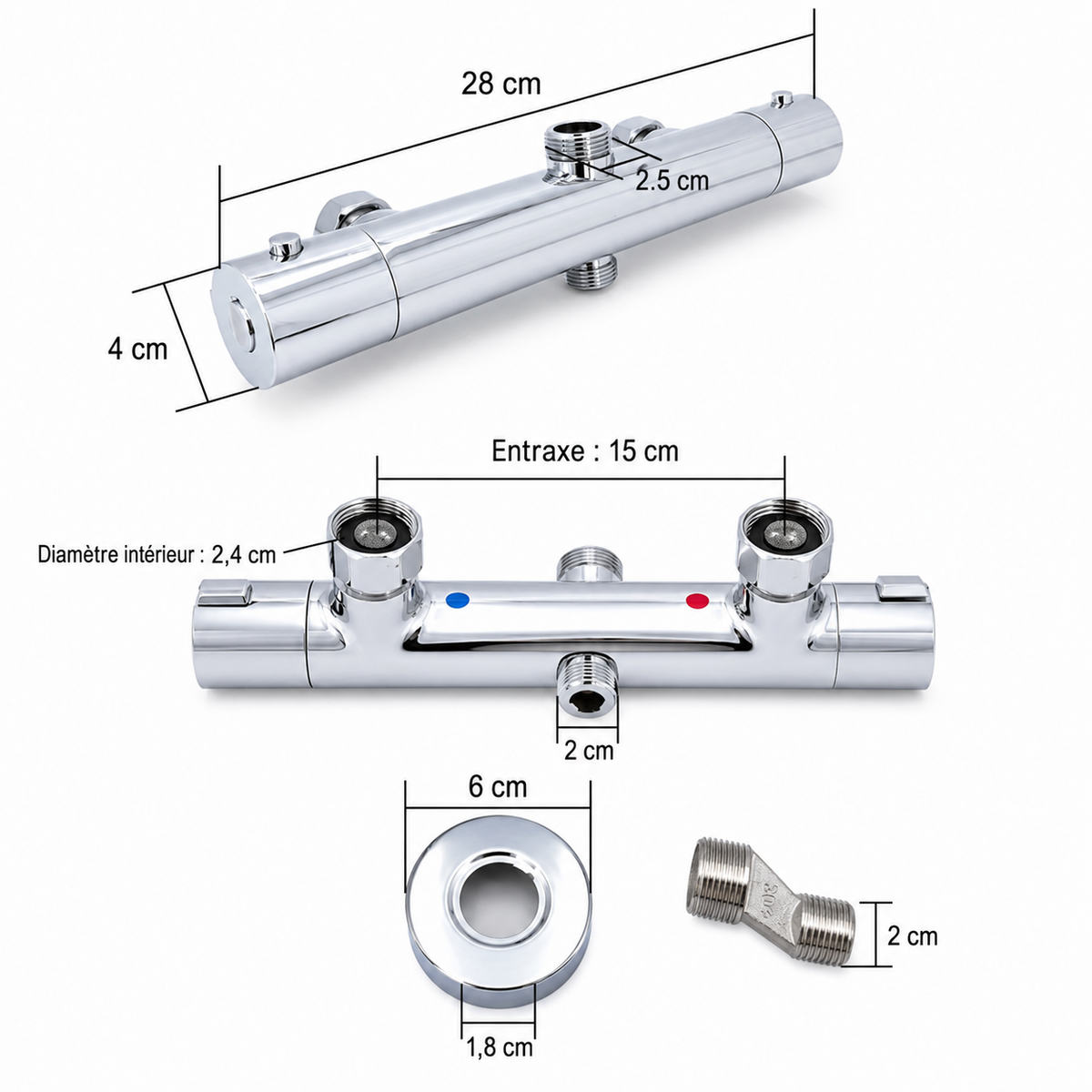 Colonne de Douche Thermostatique en Laiton – Confort & Sécurité