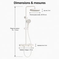 Colonne de Douche Thermostatique Luxe Gris Brossée – 4 Voies Pluie & Cascade