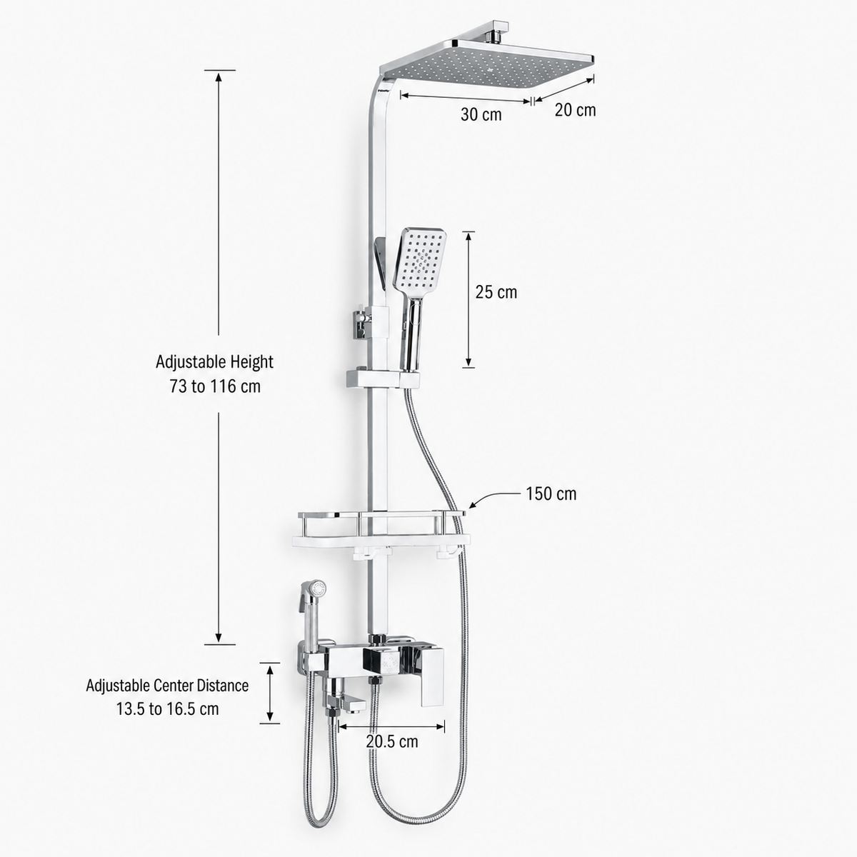 Colonne de douche noir mat — effet pluie & jets haute pression
