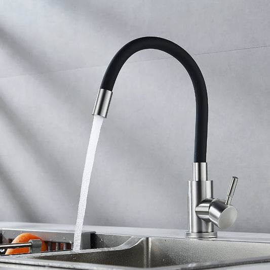 Robinet de cuisine flexible – Bec 360° en acier inoxydable